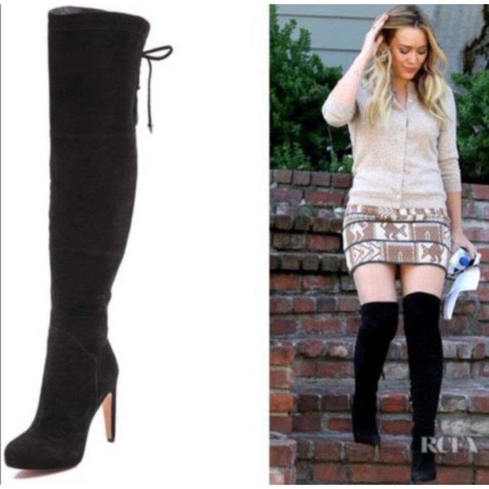 Sam Edelman Kayla black suede over the knee boots size 8
